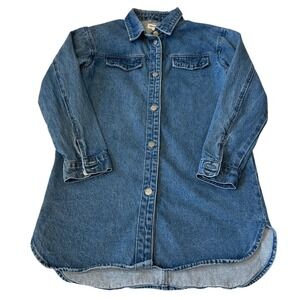 Superdown Oversized Denim Shirt Women's Light Wash 100% Cotton Casual Size XS